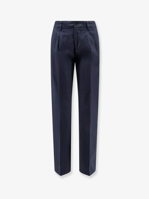 Cotton Pleated Trousers — Navy
