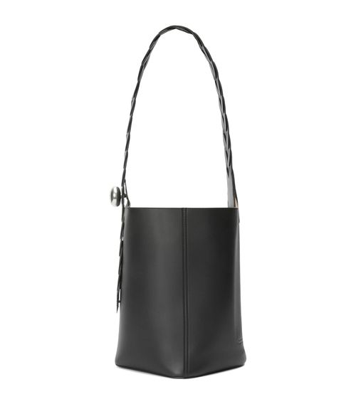 Leather Woven Pebble Bucket Bag