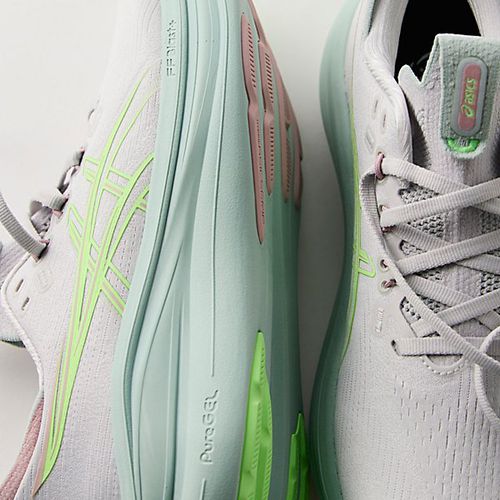 Asics ASICS GEL-NIMBUS 28 Sneakers at Free People in Cloud Grey/Illuminate Green
