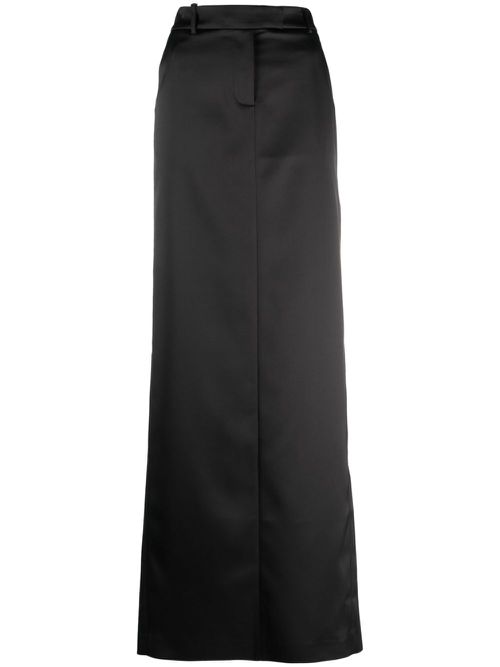 Mid-rise satin-finish maxi skirt - Black
