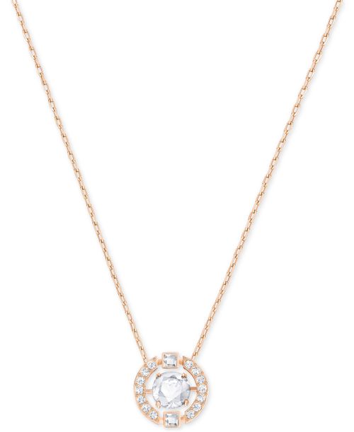 Floating Crystal Pendant Necklace - Rose Gold