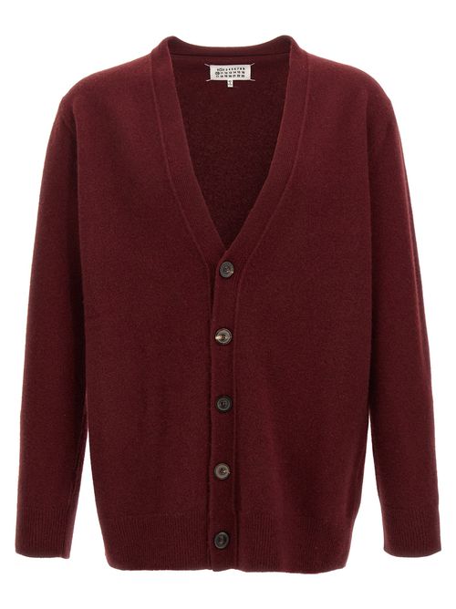 -Wool Cardigan Maglioni Bordeaux-Uomo