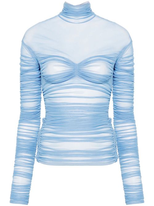 Mesh ruched top - Blue