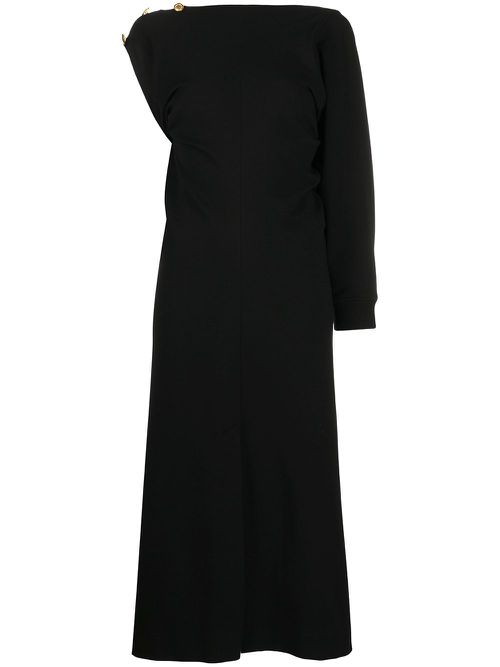 Ribbed one-sleeve dress - Black