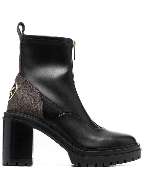 Logo-print 90mm leather ankle boots - Black