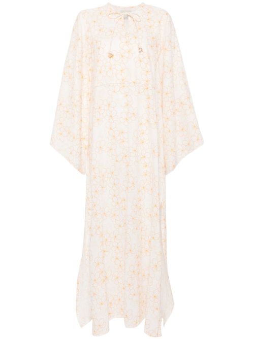 Yellow Daisy Moza Kaftan - White
