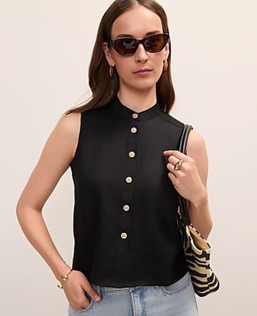 Ann Taylor Sleeveless Shirt In Linen