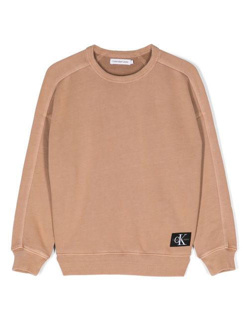 Logo-patch cotton sweatshirt - Orange