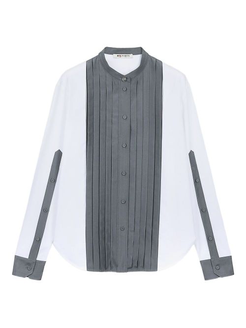 Pleated-panel cotton shirt - White
