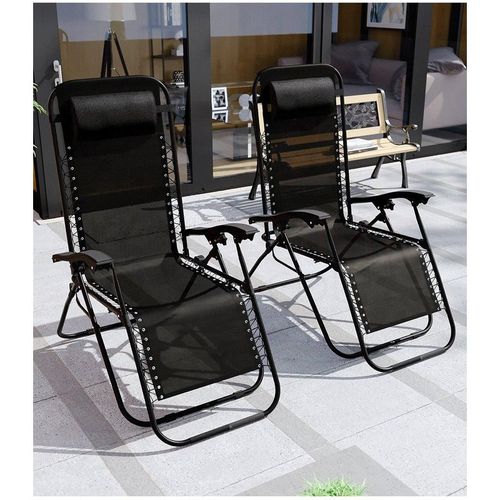 Garden Vida Folding Reclined Zero Gravity Chairs Set of 2 Patio Outdoor Garden Lounge Furniture