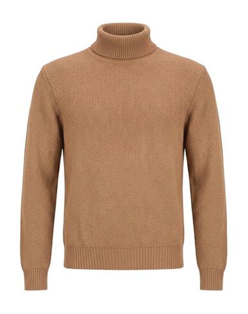 Man Turtleneck Camel Size L Virgin Wool