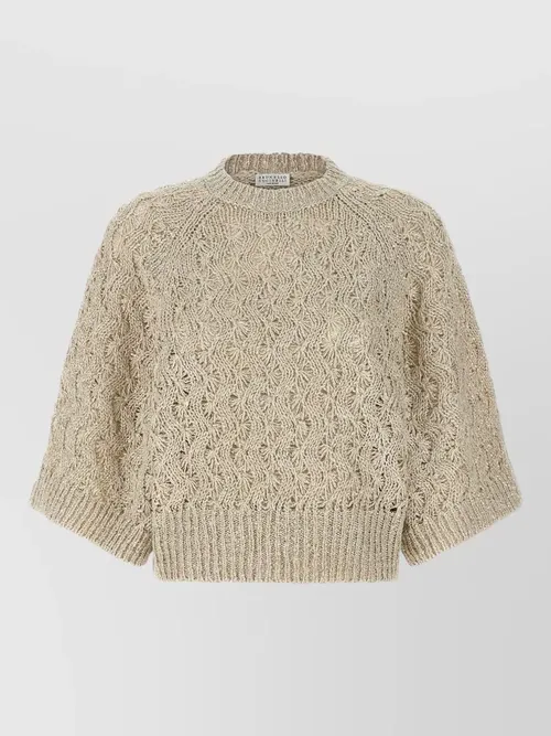 Brunello Cucinelli - textured knit crew neck raglan sweater