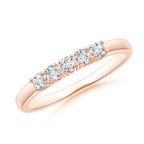 Angara 0.26 CTW Lab-Grown Five Stone 4-Prong Set Diamond Wedding Ring in 18K Rose Gold