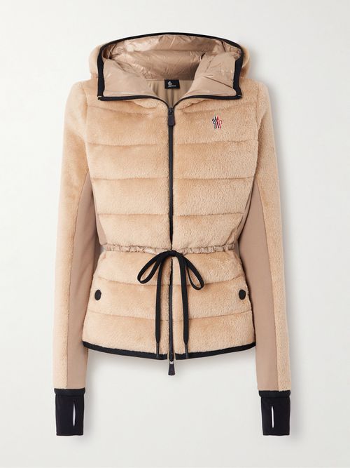 Fleece Quilted Hooded Jacket - Neutrals