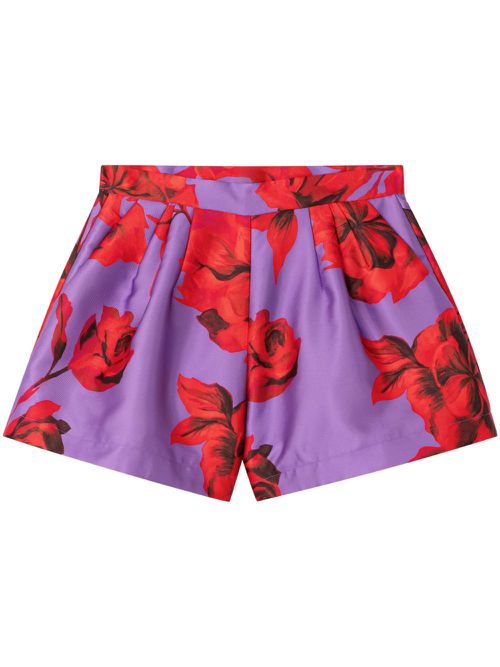 Hibiscus floral-print shorts - Purple