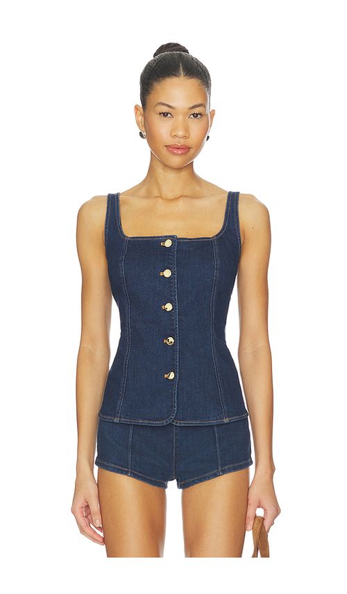 Good American Sleeveless Button Front Denim Top in Blue. - XS also in S