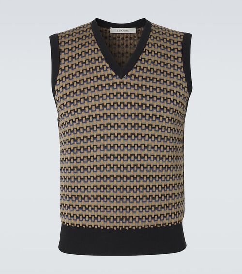 Cotton jacquard sweater vest