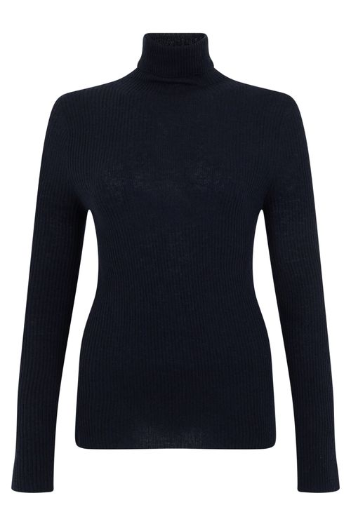 High-Collar Long-Sleeve Fitted Sweater