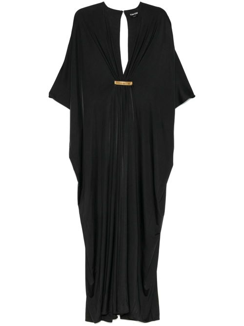 V-neck satin dress - Black