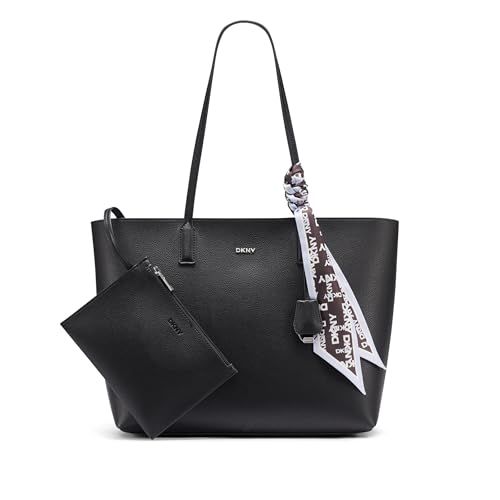 DKNY Women's Saige Tote Bag, Black/Silver, One Size