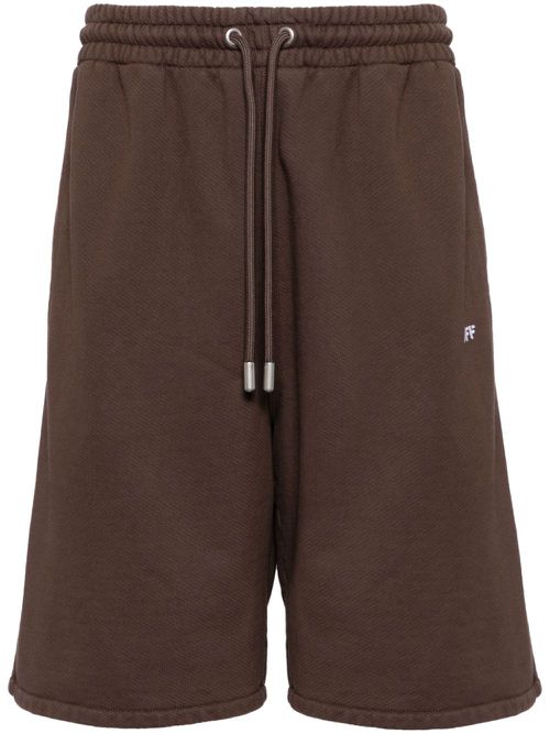 Diag-stripe cotton track shorts - Brown