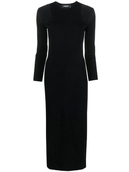 Cut-out ribbed-knit midi dress - Black