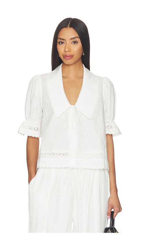 ROAME. Maisie Tie Shirt in White. - L also in XS