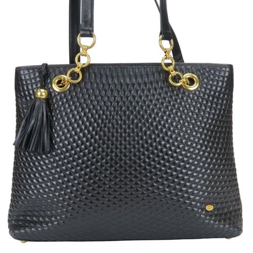 Bally Black Quilting Leather Tote Bag Pre-Owned