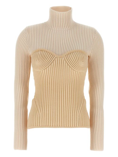 Ribbed corset sweater - White