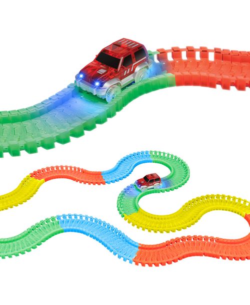 Galaxy Flex-Track 220 Piece Glow Track with Electric Led Light Car - Multi