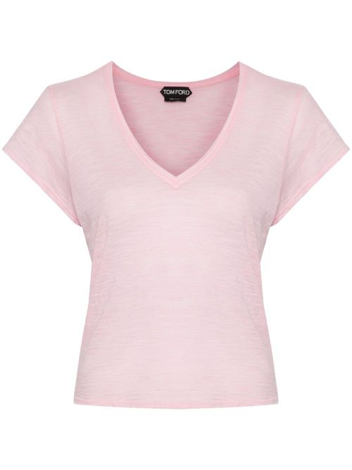 Semi-sheer slub T-shirt - Pink