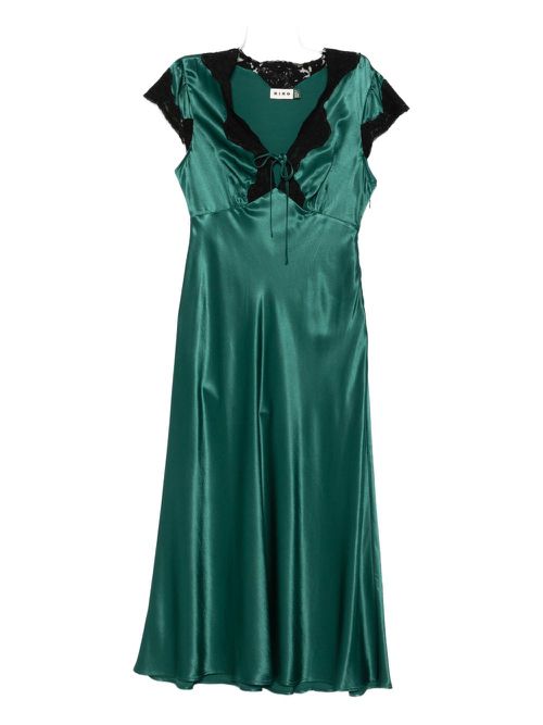 Amari lace-trimmed satin dress - Green