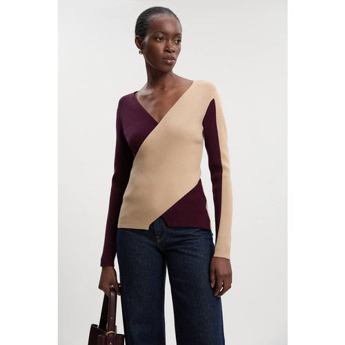 Karen Millen Women's Soft Rib Wrap Front Knitted Jumper in Came