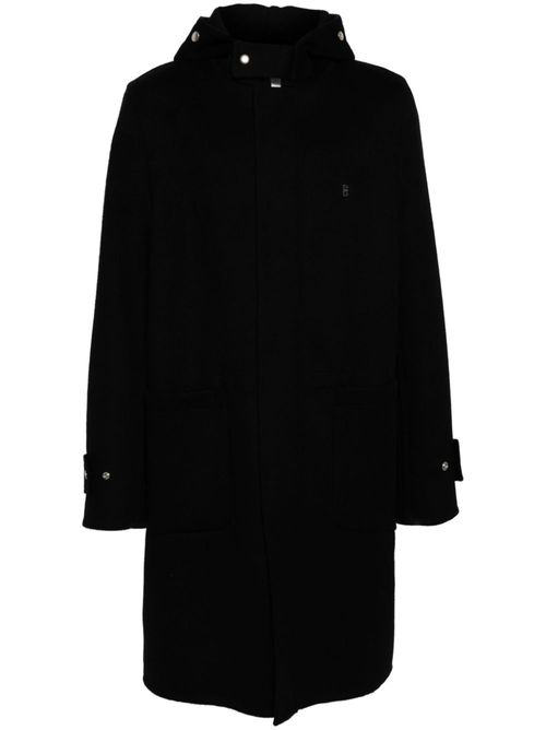 Hooded single-breasted coat - Black