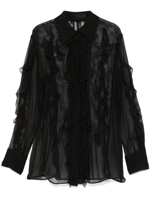 Floral-embroidered blouse - Black