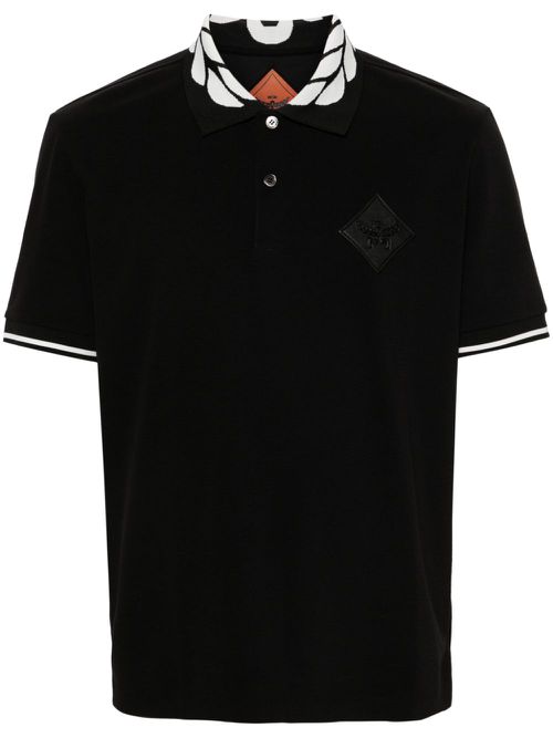 MCM 남성 Laurel-intarsia piqué polo shirt - Black MHTESMM07