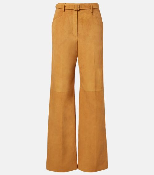 Norman belted suede wide-leg pants
