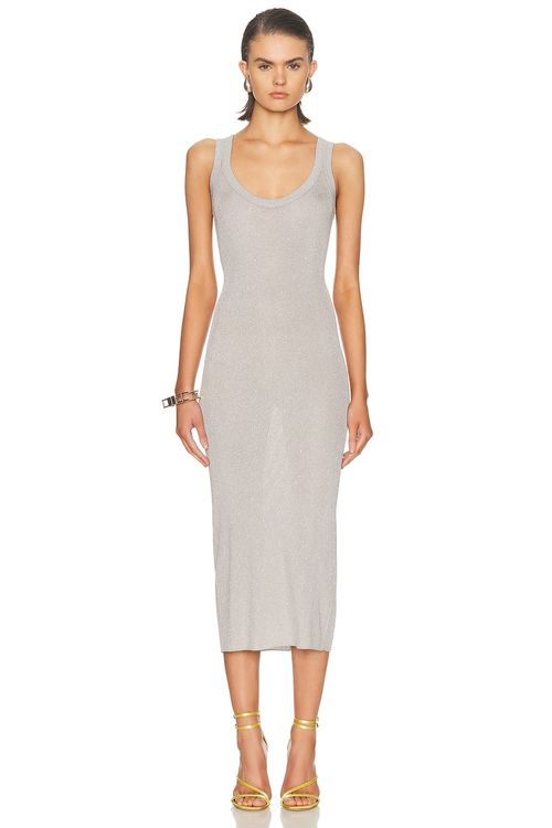 TOM FORD Midi Tank Dress in Silver - Metallic Silver. L also in