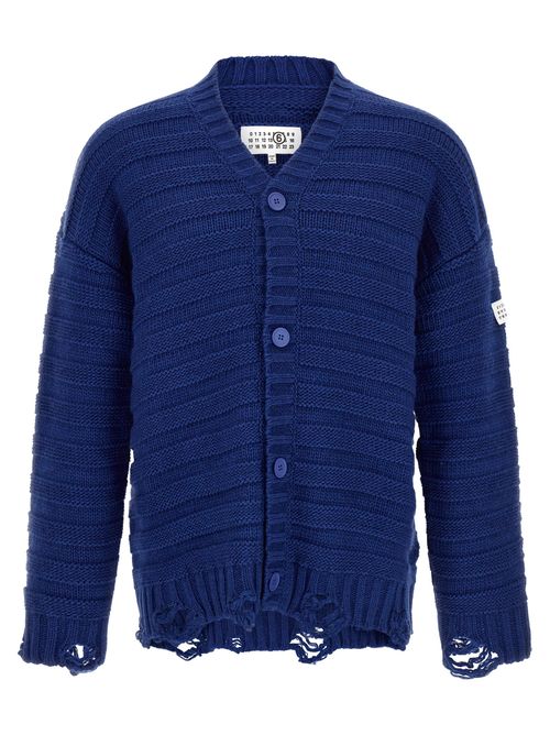 Virgin Wool Blend Cardigan — Blue