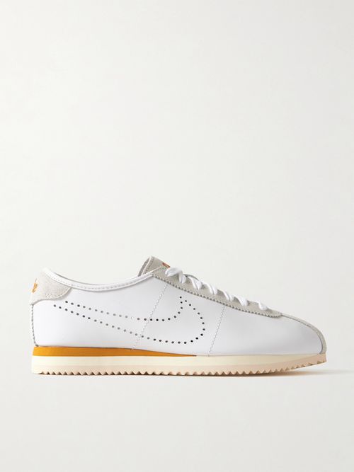 Cortez Decon Suede-trimmed Perforated Leather Sneakers - White