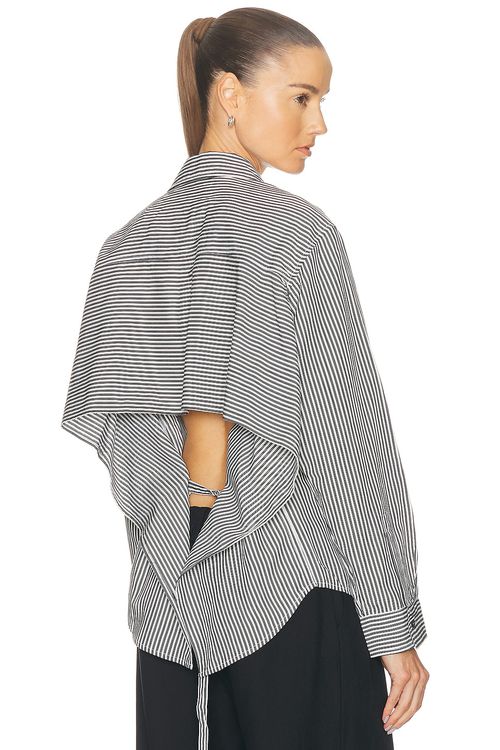 AGOLDE Theo Shirt in Solene Stripe - Black,White. L also in M, S