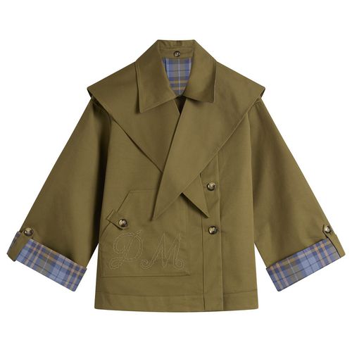 Women's Reversible Jerry Crop Trench Coat Olive