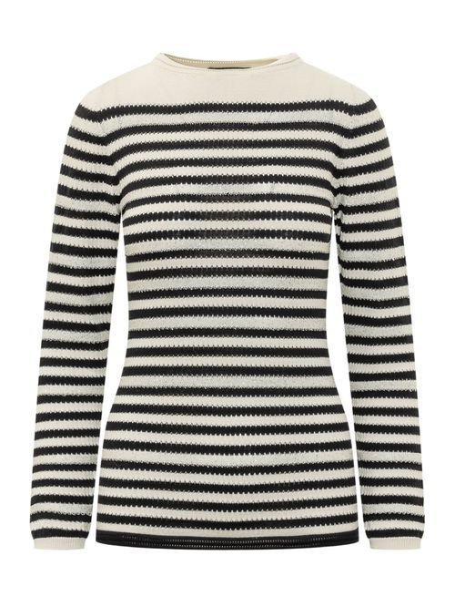 Cream Stripes Crew Neck Sweater