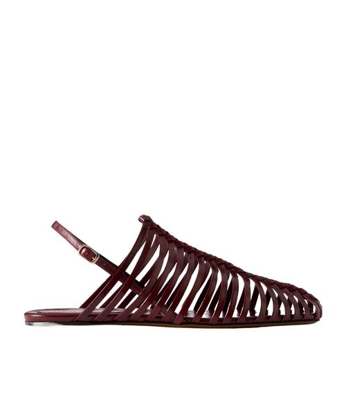 Leather braided ballet flats
