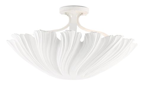 Gesso White Three Light Semi-Flush Mount from the Hadley Collection