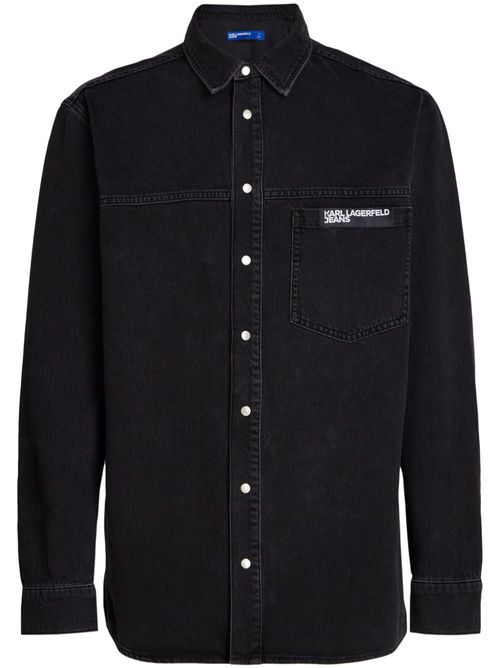 Logo-patch organic cotton shirt - Black