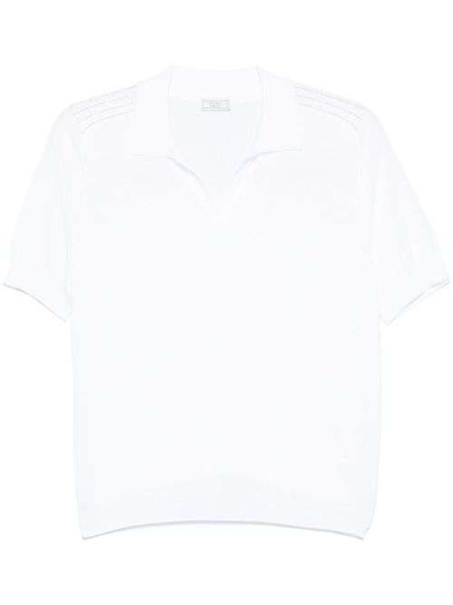 Fine-knit polo top - White