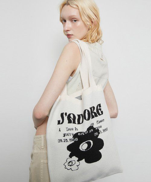L3 JADORE FLOWER KNIT BAG