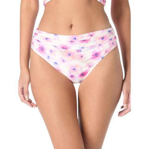 White Multi Colored Printed Shirred-side Bikini Botto