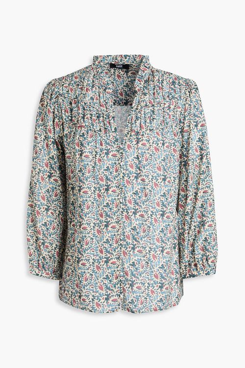 Arlette ruffled printed cotton-blend blouse - Blue - XS
